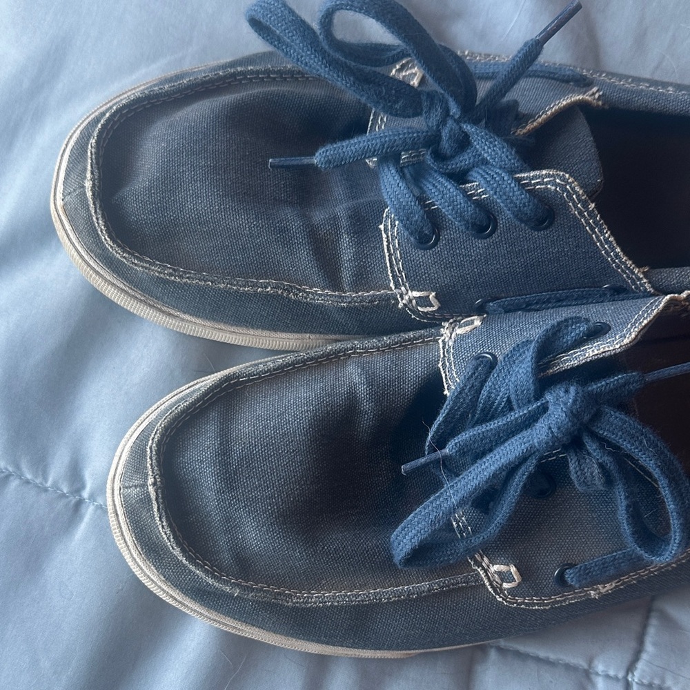 Sanuk Men's Blue Canvas Shoes - Picture 5 of 6